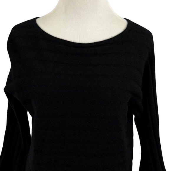 Saks Fifth Avenue Sweater Women's S/P Cashmere Long Sleeve Wide Ribbed Black - Picture 6 of 12